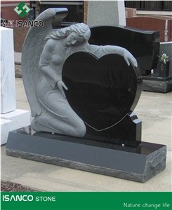 Black Granite Tombstone Pure Black Granite Angel Monuments Nero Black Granite Heart Tombstones Absolute Black Granite Gravestone Shanxi Black Granite Engraved Headstones