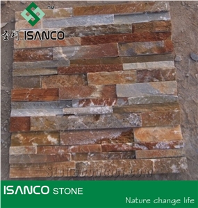 Brown Slate Cultured Stone, Slate Stone Panel, Ledger Stone Wall Cladding, Ledgestone Stacked Stone Veneer, Slate Cultural Stone Veneer