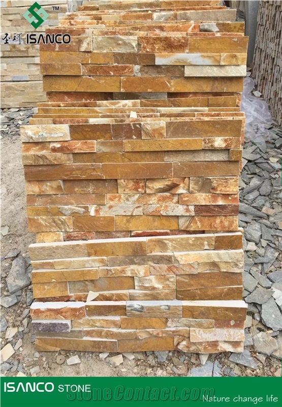 Cheap Slate Split Face Culture Stone Rusty Stone Wall Decor Ledge Stone Brick Stacked Stone Rustic Stone Thin Stone Veneer for Wall Cladding Rust Exposed Wall Stone