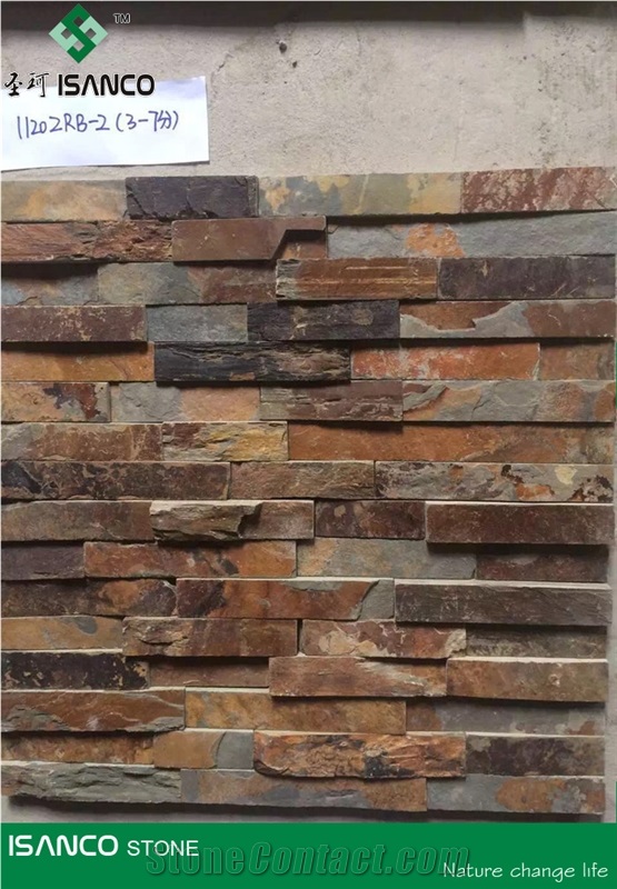 Cheap Slate Split Face Culture Stone Rusty Stone Wall Decor Ledge Stone Brick Stacked Stone Rustic Stone Thin Stone Veneer for Wall Cladding Rust Exposed Wall Stone