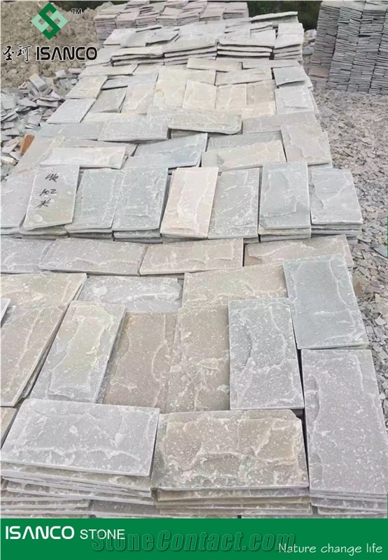 China Natural Quartzite Mushroomed Cladding Green Quartzite Mushroom Wall Pink Quartzite Stone Mushroomed Stone Mushroom Stone in Stock Yellow Quartzite Stone Mushroom Wall Cldding for Sale