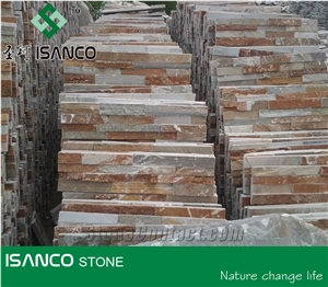 China Rusty Slate Culture Stone/Ledgestone/Multicolor Stone Panel/Wall Panel, China Rusty Brown Slate Cultured Stone, Wall Cladding, Stacked Stone Veneer Clearance, Manufactured Stone Veneer