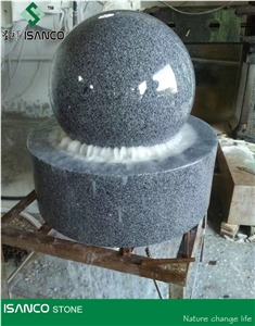 China Sesame Black Granite Rolling Sphere Balls Fountain Sphere Balls G654 Grey Granite Floating Spheres Floating Ball Fountains Grey Granite Ball Fountains Fortune Balls