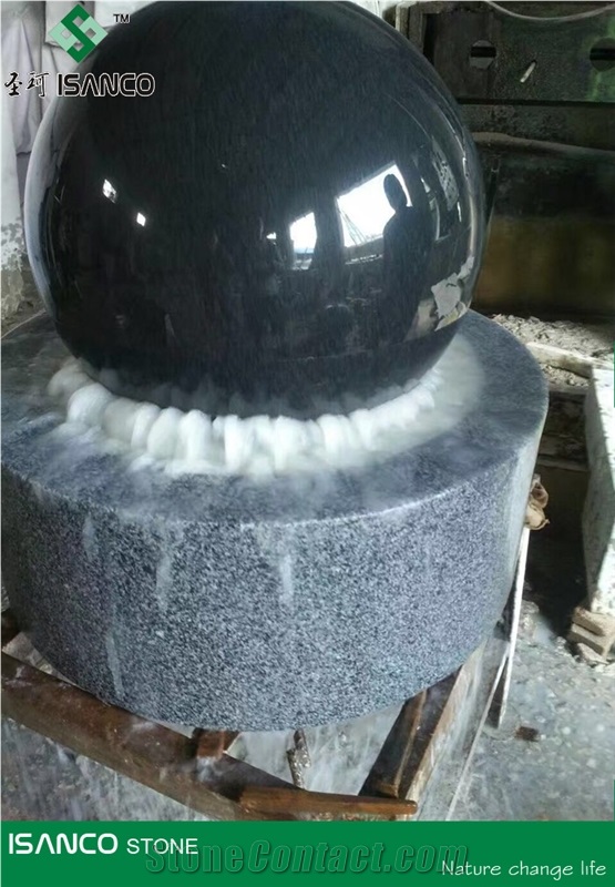 China Sesame Black Granite Rolling Sphere Balls Fountain Sphere Balls G654 Grey Granite Floating Spheres Floating Ball Fountains Grey Granite Ball Fountains Fortune Balls
