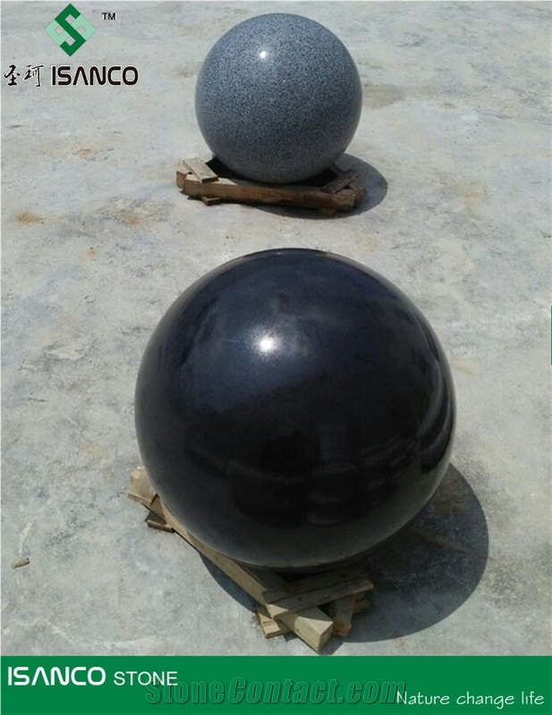 China Sesame Black Granite Rolling Sphere Balls Fountain Sphere Balls G654 Grey Granite Floating Spheres Floating Ball Fountains Grey Granite Ball Fountains Fortune Balls