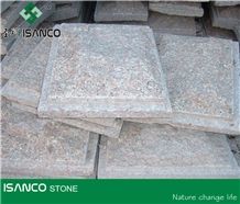 China Shandong Wulian Red Granite Mushroom Stone Wulian Pink Granite Mushroom Wall Cladding G368 Red Granite Mushroomed Stone Lotus Red Granite Mushroomed Cladding Landscaping Stone for Outdoor Garden