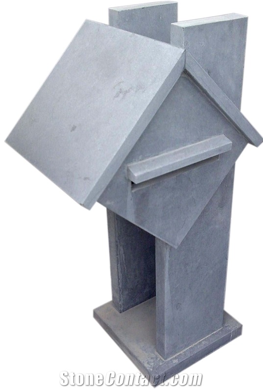 Customized Grey China Limestone Mailbox,Outdoor Limestone Mailbox Stone,Simply Style Mailbox Stone,Blue Limestone Mailbox