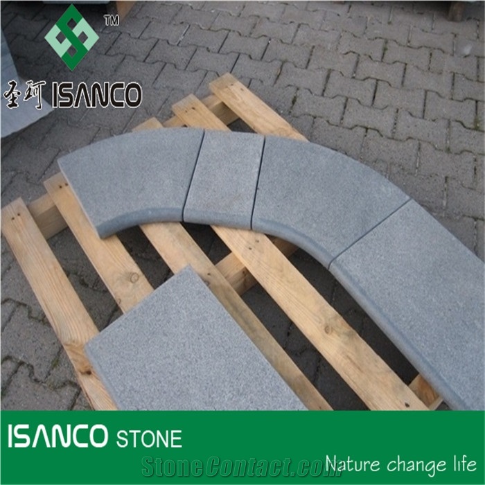 Dark Grey Granite Swimming Pool Coping, Padang Grey, China Impala Grey Flamed Swimming Pool Coping, Pool Terraces, Granite Paving Coping