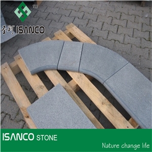 Dark Grey Granite Swimming Pool Coping, Padang Grey, China Impala Grey Flamed Swimming Pool Coping, Pool Terraces, Granite Paving Coping