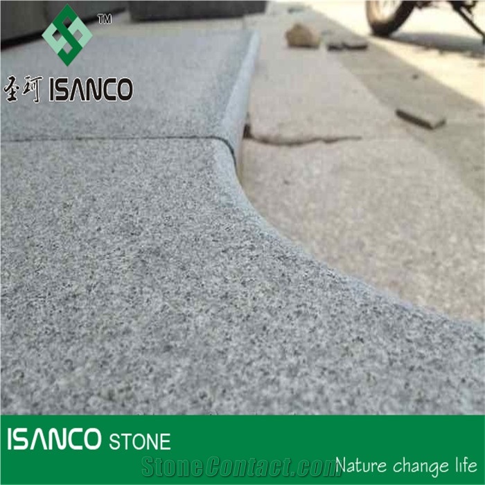 Dark Grey Granite Swimming Pool Coping, Padang Grey, China Impala Grey Flamed Swimming Pool Coping, Pool Terraces, Granite Paving Coping