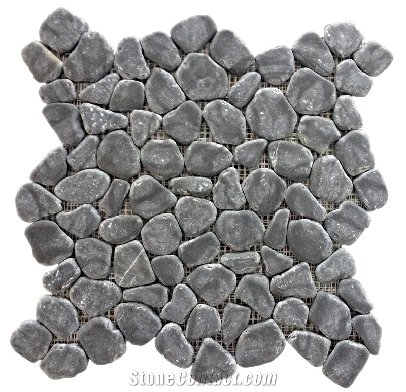 Dark Grey Tumbled Pebbles Stone, Grey Limestone Pebble & Gravel,Machine Cut Black Limestone Pebble Outside Walkway Pavers