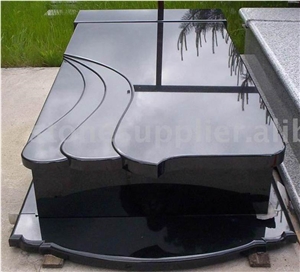 European Style and Absolute Black Granite Material Tombstone and Monument