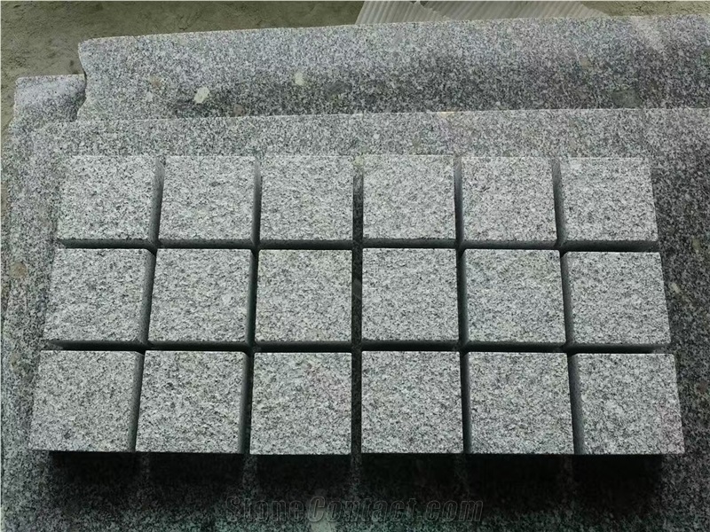 Flamed Dark Grey G654 Granite Cube Stone, Granite Floor Pavers, Dark Grey Granite Floor Pavers, Grey Road Paving Stone, Natural G654 Covering Stone