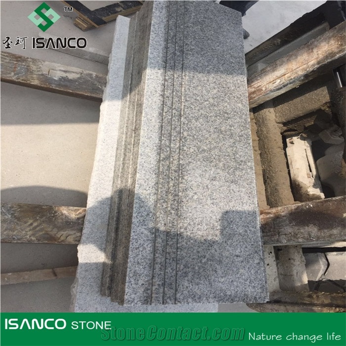 G383 Grey Granite Cut to Size Stairs & Steps, Bar with Full Bullnose Edge, Grey Granite Stair Riser