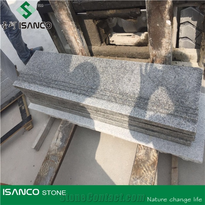 G383 Grey Granite Cut to Size Stairs & Steps, Bar with Full Bullnose Edge, Grey Granite Stair Riser