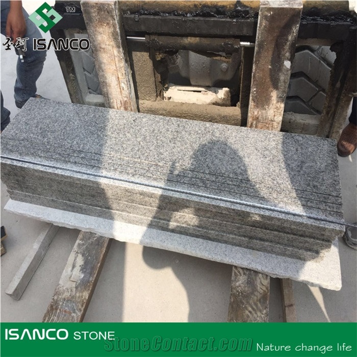 G383 Grey Granite Cut to Size Stairs & Steps, Bar with Full Bullnose Edge, Grey Granite Stair Riser