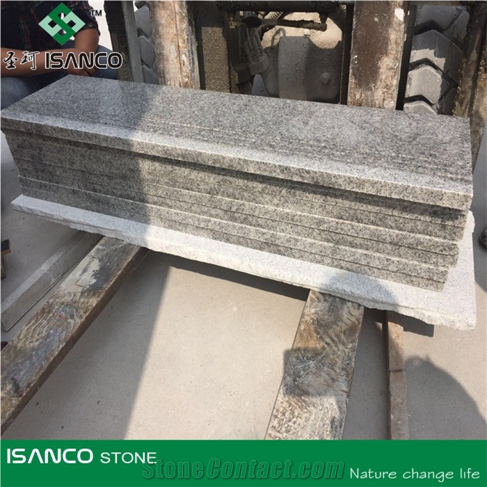 G383 Grey Granite Cut to Size Stairs & Steps, Bar with Full Bullnose Edge, Grey Granite Stair Riser