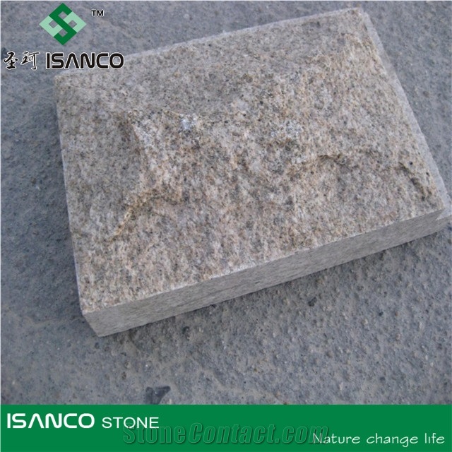 Granite Mushroom Stone, Yellow Granite Mushroomed Cladding, Granite Mushroom Stone for Wall Cladding /Wall Panel, Granite Exterior Wall Stone