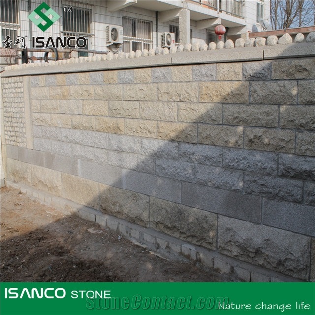 Granite Mushroom Stone, Yellow Granite Mushroomed Cladding, Granite Mushroom Stone for Wall Cladding /Wall Panel, Granite Exterior Wall Stone