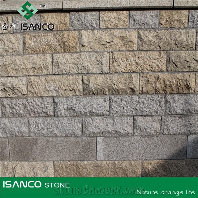 Granite Mushroom Stone, Yellow Granite Mushroomed Cladding, Granite Mushroom Stone for Wall Cladding /Wall Panel, Granite Exterior Wall Stone