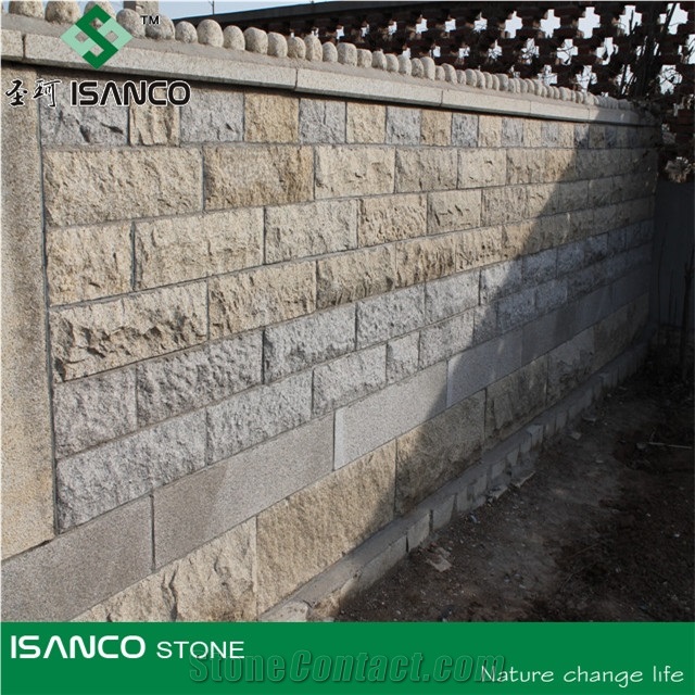 Granite Mushroom Stone, Yellow Granite Mushroomed Cladding, Granite Mushroom Stone for Wall Cladding /Wall Panel, Granite Exterior Wall Stone