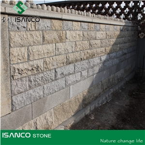 Granite Mushroom Stone, Yellow Granite Mushroomed Cladding, Granite Mushroom Stone for Wall Cladding /Wall Panel, Granite Exterior Wall Stone