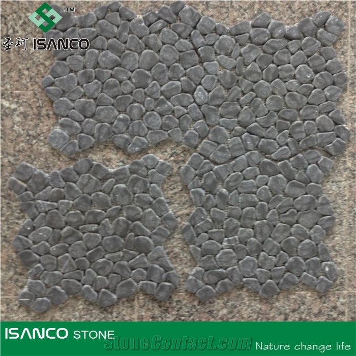 Grey Limestone Mosaic, Grey Limestone Mosaic Pebble Outside Walkway Pavers