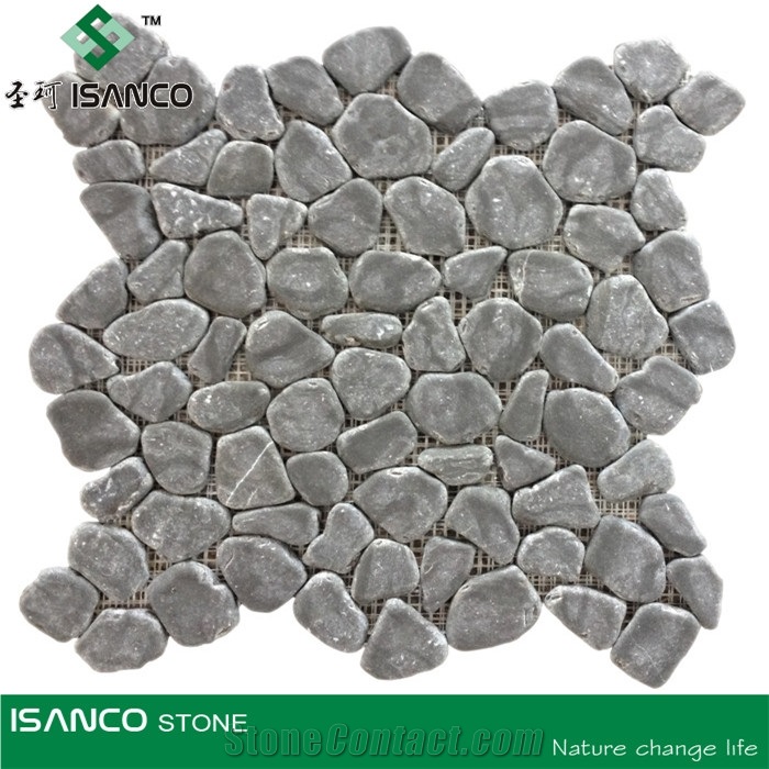 Grey Limestone Mosaic, Grey Limestone Mosaic Pebble Outside Walkway Pavers