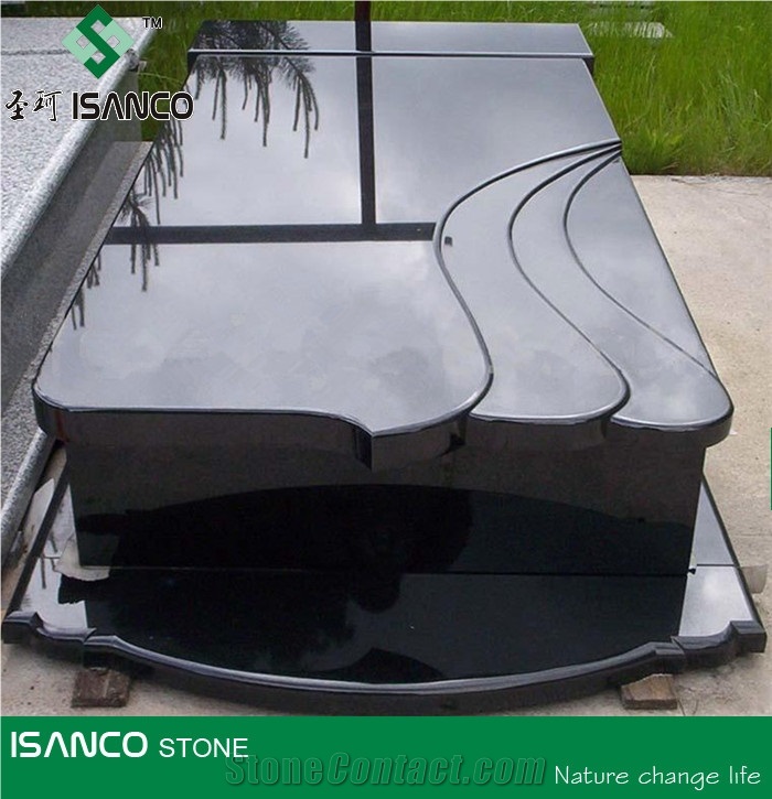 Mongolia Black Basalt Double Monuments Nero Black Basalt Headstones Super Black Basalt Gravestone Custom Monuments Mongolian Black Basalt Western Style Tombstones Nei Meng Black Basalt