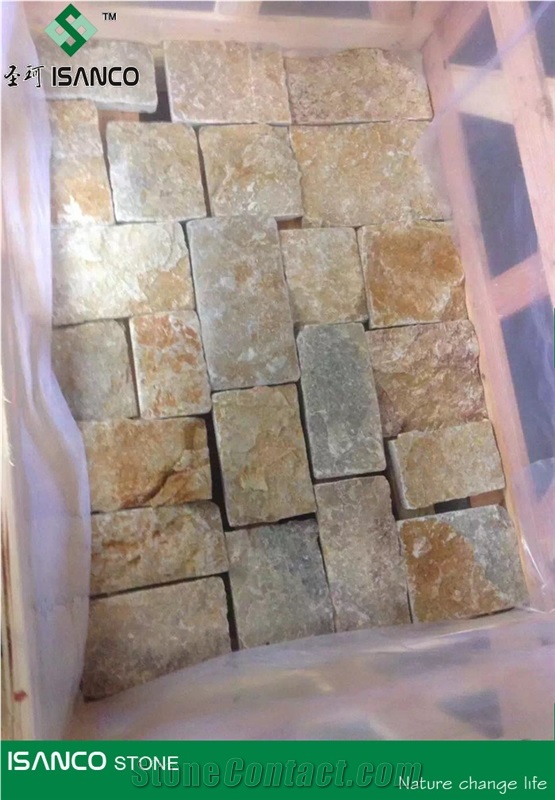 Random Yellow Stone Walling Tiles Bricks Pattern Irregular Stone Building Stones 3d Wall Panels Natural Rusty Slate Wall Stone Building Ornaments
