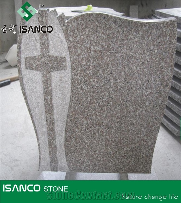 Red Granite Gravestone High Polished Best Quality Customized Headstones Professional Tombstone Design Factory Single Monuments G368 Red Granite Custom Monuments