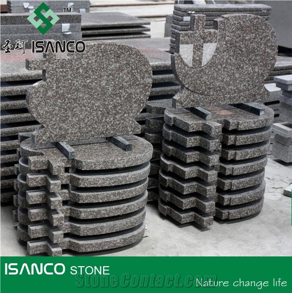 Red Granite Gravestone High Polished Best Quality Customized Headstones Professional Tombstone Design Factory Single Monuments G368 Red Granite Custom Monuments