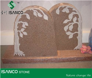 Red Granite Gravestone High Polished Best Quality Customized Headstones Professional Tombstone Design Factory Single Monuments G368 Red Granite Custom Monuments