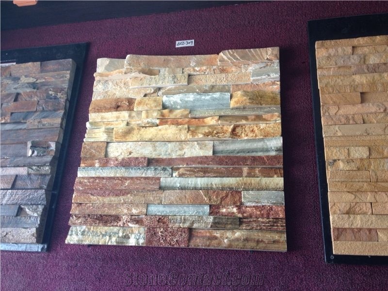 Rusty Color and Tile Stone Form Slate Landscaping Stone Natual Cultured Stone Veneer Wall Cladding Stone Stacked Stone Veneer