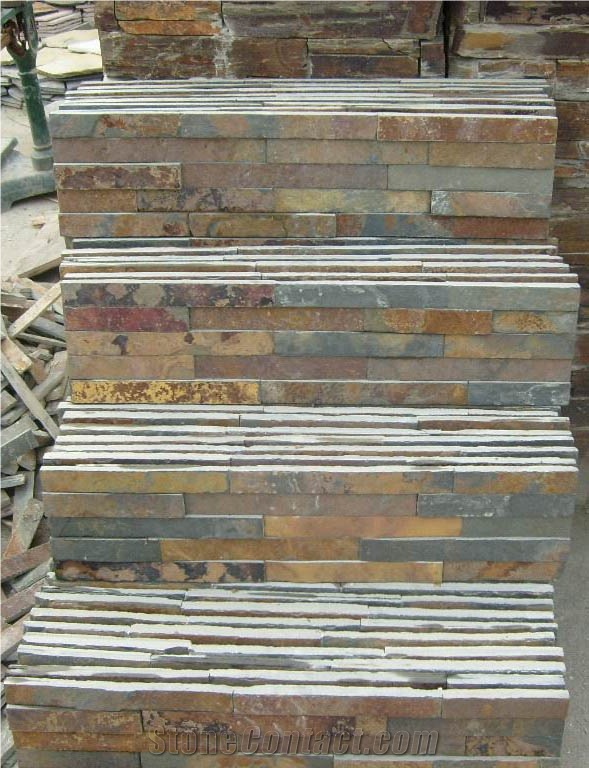Rusty Color and Tile Stone Form Slate Landscaping Stone Natual Cultured Stone Veneer Wall Cladding Stone Stacked Stone Veneer