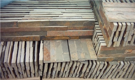 Rusty Color and Tile Stone Form Slate Landscaping Stone Natual Cultured Stone Veneer Wall Cladding Stone Stacked Stone Veneer