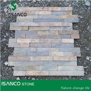Rusty Stone Veneer,Dark Rusty Decorative Cultured Stone, Rustic Yellow Slate Culture Stone Wall Panel Ledge Stone Corner Stone Wall Cladding Thin Venner Stone