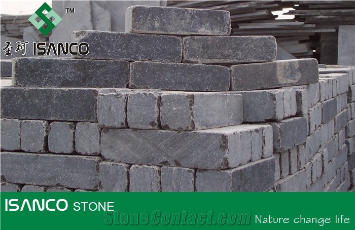 Shandong Blue Stone Cube Stone Tumbled Stone Driveway Paving Stone Antique Blue Stone Paving Sets Exterior Pattern Decorative Blue Stone Walkway Pavers