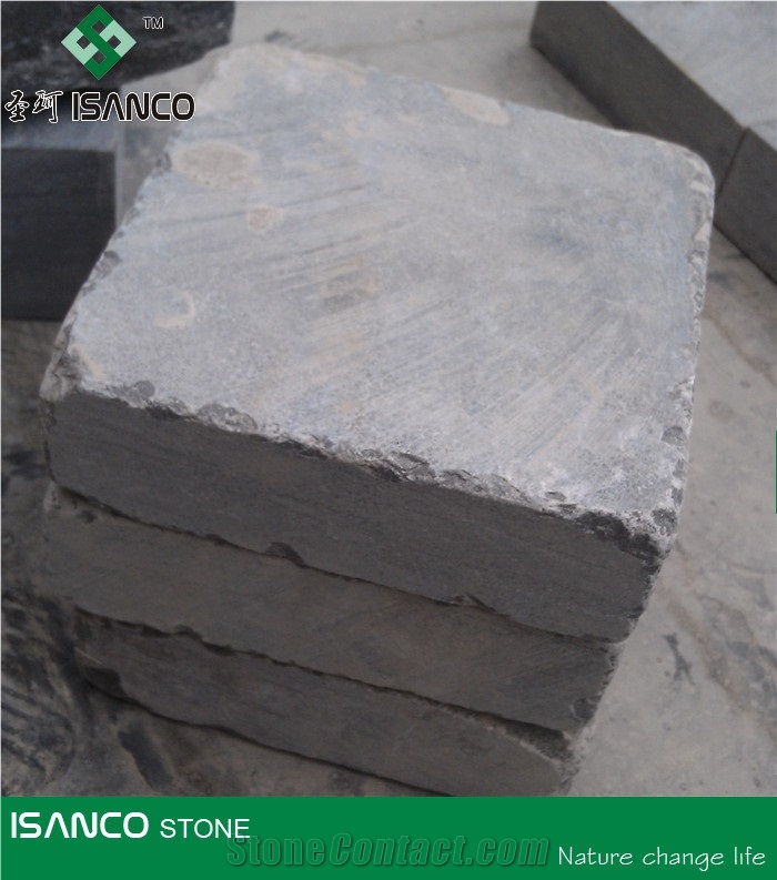 Shandong Blue Stone Cube Stone Tumbled Stone Driveway Paving Stone Antique Blue Stone Paving Sets Exterior Pattern Decorative Blue Stone Walkway Pavers