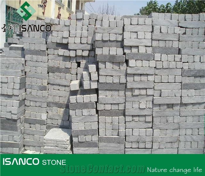 Shandong Blue Stone Cube Stone Tumbled Stone Driveway Paving Stone Antique Blue Stone Paving Sets Exterior Pattern Decorative Blue Stone Walkway Pavers