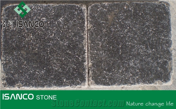 Shandong Blue Stone Cube Stone Tumbled Stone Driveway Paving Stone Antique Blue Stone Paving Sets Exterior Pattern Decorative Blue Stone Walkway Pavers