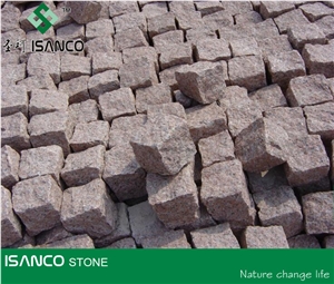 Shandong G386 Granite Garden Stepping Pavements Natural Split Red Of Stone Island Granite Cube Stone Driveway Paving Stone Shidao Red Granite Paving Sets Stone Island Red Granite Walkway Pavers