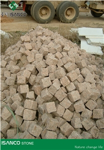 Shandong G386 Granite Garden Stepping Pavements Natural Split Red Of Stone Island Granite Cube Stone Driveway Paving Stone Shidao Red Granite Paving Sets Stone Island Red Granite Walkway Pavers