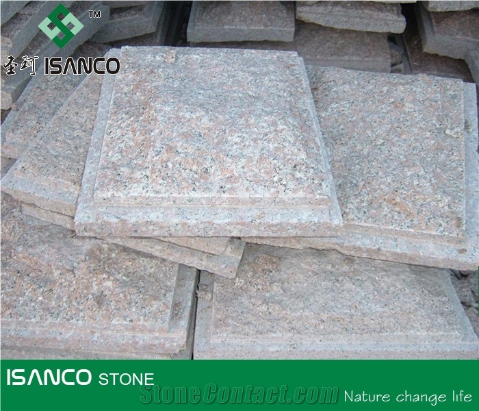 Shandong Red Granite Mushroom Wall Decoration China Rose Porrino Granite Mushroomed Stone Mushroom Wall Cladding Wulian Red Granite Split Face Mushroom Stone for Wall Decoration