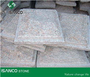 Shandong Red Granite Mushroom Wall Decoration China Rose Porrino Granite Mushroomed Stone Mushroom Wall Cladding Wulian Red Granite Split Face Mushroom Stone for Wall Decoration