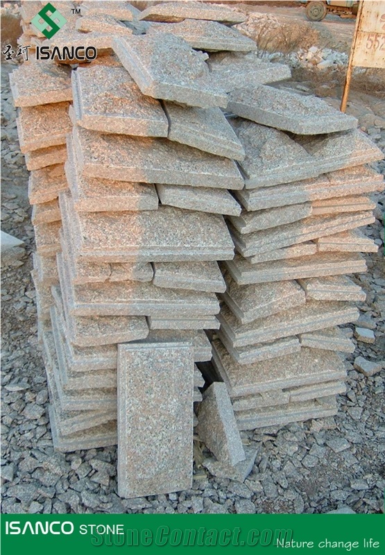 Shandong Red Granite Mushroom Wall Decoration China Rose Porrino Granite Mushroomed Stone Mushroom Wall Cladding Wulian Red Granite Split Face Mushroom Stone for Wall Decoration