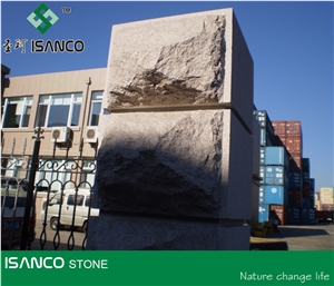 Shandong Red Granite Mushroom Wall Decoration China Rose Porrino Granite Mushroomed Stone Mushroom Wall Cladding Wulian Red Granite Split Face Mushroom Stone for Wall Decoration