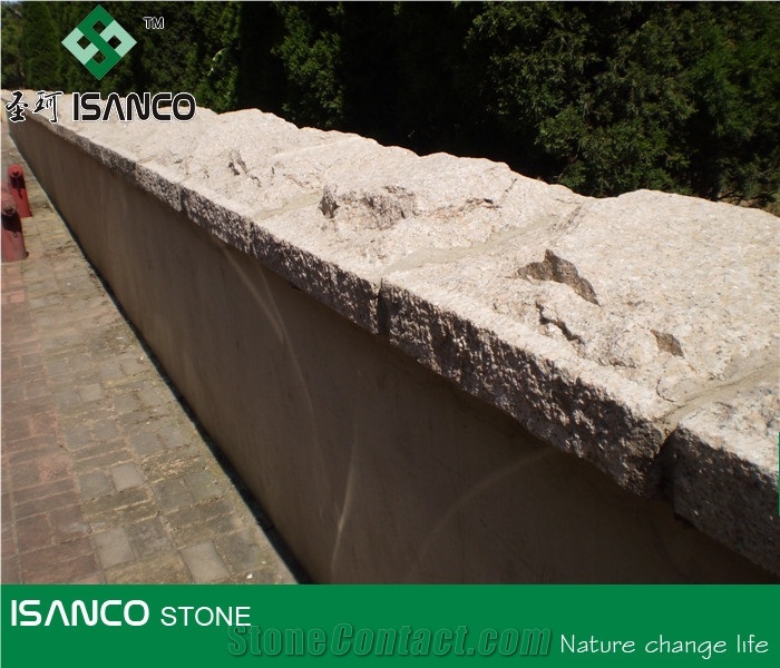 Shandong Red Granite Mushroom Wall Decoration China Rose Porrino Granite Mushroomed Stone Mushroom Wall Cladding Wulian Red Granite Split Face Mushroom Stone for Wall Decoration