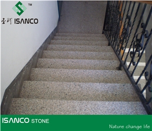 Shandong Wulian Pink Flower Granite Staircase Five Lotus Granite Stair Riser G361 Pink Granite Stair Threshold Wulian Flower Granite Stair Treads Lotus Pink Granite Steps Indoor Stair Decoration