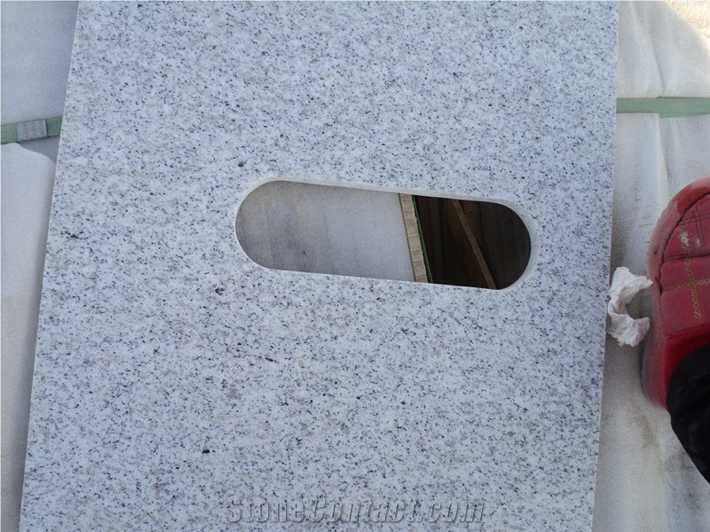 White Granite Types Materials Bath Tops,Vanity Tops,Countertops,Edge Bullnose Polished Under Hole with Splash Bathroom Tops